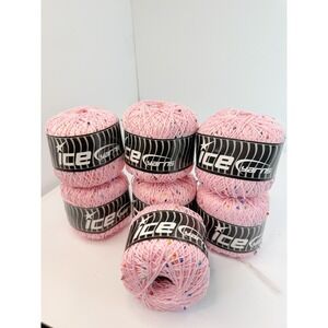 Ice Yarns Pink Lot Of 7 Beaded Novelty Funky Yarn